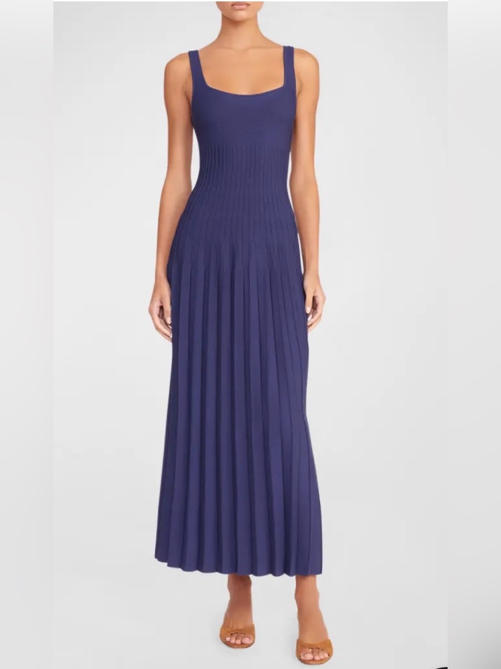 Ellison Sunburst Pleated Sleeveless Midi Dress